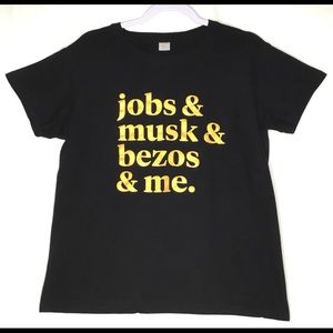 Jobs & Musk & Bezos & Me Black Graphic Tee Shirt Size Youth XL
